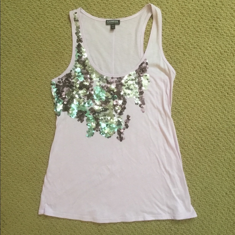 Express Purple Sequin Tank Top XS
